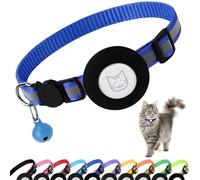 PWOD Airtag Collier pour chat avec clochette, collier réfléchissant en nylon avec support Apple Air Tag et boucle de sécurité détachable pour chiot, fille, garçon, chat, 0,9 cm de largeur et léger