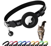 PWOD Airtag Collier pour chat avec clochette, collier réfléchissant en nylon avec support Apple Air Tag et boucle de sécurité détachable pour chiot, fille, garçon, chat, 0,9 cm de largeur et léger