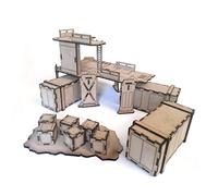 Pwork Wargames Industrial 04 - Set de décors industriels pour Miniatures à l'échelle 28mm / 35mm - Miniatures de Table Wargame 3D Scenery Terrain - MDF 3mm