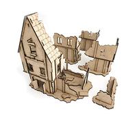 Pwork Wargames Medieval Lost Burg 01 - Ensemble de décors de Ville médiévale pour Miniatures à l'échelle 28mm / 35mm - Miniatures de Table Wargame 3D Scenery Terrain - MDF 3mm
