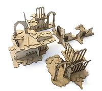 Pwork Wargames Medieval Lost Burg 03 - Ensemble de décors de Ville médiévale pour Miniatures à l'échelle 28mm / 35mm - Miniatures de Table Wargame 3D Scenery Terrain - MDF 3mm