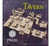 PWORK WARGAMES The Tavern (La Taverna) - Cartes tactiques 3D Rpg Fantasy Dungeon Tiles - Cartes tactiques 3D modulaires en MDF 3 mm