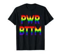PWR BTTM | Funny Power Bottom Gay Rainbow Flag Pride T-Shirt