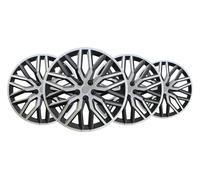 +PWR Car Parts Enjoliveurs 16" Nova Noir/Argent, Lot de 4 pièces, universels, ABS Haute résistance, Fixation par Pression, Design Moderne et Ventilation optimisée