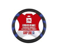 +PWR Car Parts Housse de Volant Grip Line Noir et Bleu Universel pour Les Volants de Voiture de 37 à 39 cm. Antidérapant. Fabriqué en 100% Polyester de Haute qualité.