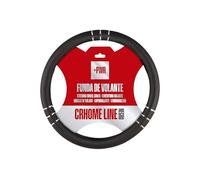 +PWR Car Parts Housse de Volant Modèle Chromeline Noir Universel pour Les Volants de Voiture de 37 à 39 cm. Antidérapant. Fabriqué en PVC de Haute qualité.