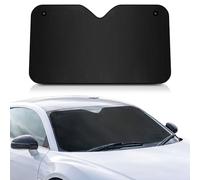 +PWR Car Parts Pare-Soleil Avant en Aluminium Noir Mat Taille M 130 x 70 cm avec ventouses. Protège l'intérieur de la Voiture des Rayons du Soleil. Installation Rapide et Facile.