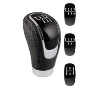 +PWR Car Parts Pommeau de Levier de Vitesse Universel Modèle OEM Long Simili Cuir Microperforé Noir avec Couture Noire. Déclencheur 31 mm. Avec Schémas de Vitesses Interchangeables