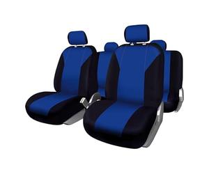 +PWR Car Parts Set Universel de Housses de siège Firenze Blue et Noir. Compatible avec l'airbag, Ensemble Complet pour 5 sièges.