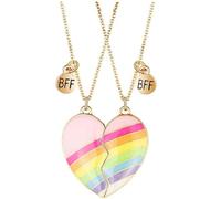 Pwsap 2 Pièces, Adorables Colliers BFF, Demi Coeur Pendentif Chaîne Arc-en-ciel Épissage Colliers Pour 2 Best Friends, Amitié Éternelle Bijoux Amis Cadeau Pour Femmes Filles Amis Sœurs Couples