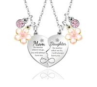 Pwsap 2 Pièces Collier Mère et Fille Pendentif Coeur Fleur,Collier D'amitié Mom Daughter, Cadeau Bijoux de Mères Anniversaire Noël Saint-Valentin pour Maman Filles épouse,Cadeau Offert par ses Filles