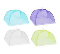 Pwsap 4Pcs Pop-up Cloche Alimentaire Tente, Maille Housse Couverture de Nourriture Pliante Couvre Plat Anti-Mouches Moustiques, Maille Parapluie pour Garder des Insectes, Colorée, 14 x 14 Pouces