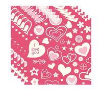 Pwsap 60 Pièces Rose Serviettes de Saint-Valentin, Romantique Coeur Fleurs Cocktail De Serviette de Table Papier Serviettes Décoratives pour Fournitures de dîner Mariage Décoration de Table