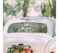 Pwsap Autocollant Just Married, Décoration Voiture Mariage, Rouge et Blanc, Vinyle, Cœur, Imprimée lettre, Traditionnel, Mariage, 12 x 30 x 1 cm, 1 Unité