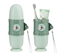 Pwsap Caja Cepillo Dientes Para Niños, Portacepillos de dientes 3 en 1 extraíble y portátil, Cepillo de Dientes Organizador, per Campismo, Escola, Vida Diária (Verde)