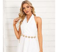 Pwsap Femmes Chaîne de Taille, Ajouré Sculpté Chaîne Ceintures Pour Robe Chaîne De Taille En Métal Ceinture de Chaîne Réglable en Réglable Ceinture pour tous les jours, fête ou festival