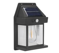 Pwshymi Applique Murale Solaire en Fil de Tungstène, Lampe Extérieure avec Détecteur de Mouvement, étanche IP65, pour Cour, Jardin, Clôture, Applique Murale du Crépuscule à L'aube (Noir)