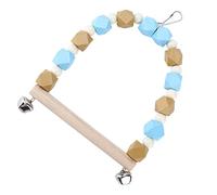Pwshymi Balançoire de Couleur Perroquet en Bois Naturel, Bloc de Couleur Vive, Balançoire avec Cloche pour Perroquets de Petite et Moyenne Taille, 15cm/5,9 Pouces