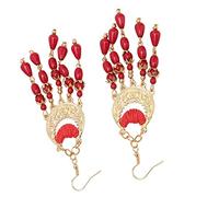 Pwshymi Boucles d'oreilles à Pampilles au Design Rétro Léger | Fabriqué en alliage délicat, couleur rouge vif, idéal comme accessoire pour femme, parfait pour les vacances, livré avec