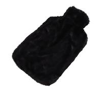 Pwshymi Bouillotte en Caoutchouc de 2000 Ml avec Matériau Isolant de Haute qualité, Housse en Peluche, Bouillotte de 2000 Ml pour les Blessures Sportives (Noire)