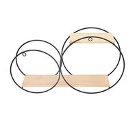 Pwshymi Étagère Circulaire, Moderne, Robuste, Soudée, Double Usage, Forte capacité de Charge pour Salon de thé, Magasin D'antiquités, Décoration, Cercle, Métal, Bois, étagères Murales, Bois de Fer