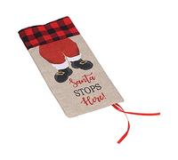 Pwshymi Housse de Bouteille de Champagne, Manchon Luxueux pour Bouteille de Vin de Noël pour Décoration de Fête de Vacances, 35 X 15 Cm, 1 unité (Chèque rouge et noir)