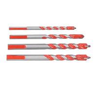 Pwshymi Jeu de Forets Multifonctions, 4 Pièces, Forets en Acier Durables pour une Ouverture Facile des Trous dans le Bois, la Brique, le Ciment, Tailles 6-12mm