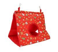 Pwshymi Lit Suspendu pour Perroquets, Nid Triangulaire Confortable et Moelleux pour Se Reposer, Jouer et Dormir pour Oiseaux de Compagnie, en Polyester et Velours (Noël Rouge)