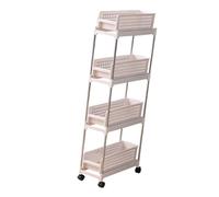 Pwshymi Organisateur de Chariot de Rangement Roulant Mince Réglable pour la Conception Compacte de Chambre à Coucher de Salle de Bains de Cuisine à la Maison (4 Niveaux)
