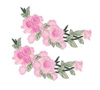 Pwshymi Patch brodé Fleur Coton Accessoire de Vêtements Bricolage Unique pour Gilets Chapeaux 2 Pièces (Rose Rouge)