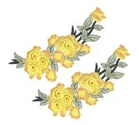 Pwshymi Patch brodé Fleur Coton Accessoire de Vêtements Bricolage Unique pour Gilets Chapeaux 2 Pièces (Jaune)