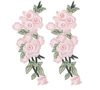 Pwshymi Patch brodé Fleur Coton Accessoire de Vêtements Bricolage Unique pour Gilets Chapeaux 2 Pièces (Rose)