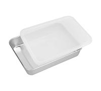 Pwshymi Plaque de Cuisson Antiadhésive, Poêle Profonde en Acier Inoxydable pour la Cuisson à Domicile et le Stockage des Aliments, 5cm avec Couvercle (Moyen)