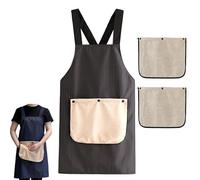Pwzoax Apron with Towel Attached, Apron with Pockets for Women and Men Cross Back Design with Detachable Towel for Kitchen (Black)