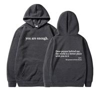 Pwzoax Dear Person Behind Me Sweatshirt You are Enough Hoodie Sweatshirt Unisex, with Fleece Lining, Machine Washable (Dark Gray1,TTG)