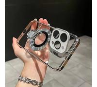 Pwzoax Double Stand Case Cover for iPhone 16 15 14 13 Pro Max, Magnetic Dual Kickstand for iPhone Cover with Lens Protector (Silver,for iphone 16Pro Max)