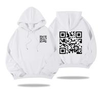 Pwzoax Funny Fu Qr Code Hoodie, Fu Qr Code Sweatshirt, Qr Scan Code Joke Funny Hoodie Unisex (White1,XL)