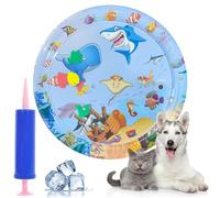 Pwzoax Ocean Breeze Splashland for Cats Dogs, Cat Water Mat for Indoor Cats with Fish with Manual Air Pump, Ocean Breeze Splashland Cat Toy, Thickened Anti-Scratch Pet Cooling Mat (#4)