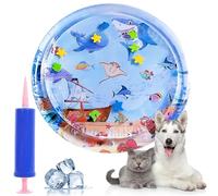 Pwzoax Ocean Breeze Splashland for Cats Dogs, Cat Water Mat for Indoor Cats with Fish with Manual Air Pump, Ocean Breeze Splashland Cat Toy, Thickened Anti-Scratch Pet Cooling Mat (#2)