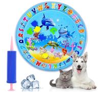 Pwzoax Ocean Breeze Splashland for Cats Dogs, Cat Water Mat for Indoor Cats with Fish with Manual Air Pump, Ocean Breeze Splashland Cat Toy, Thickened Anti-Scratch Pet Cooling Mat (#5)
