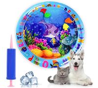 Pwzoax Ocean Breeze Splashland for Cats Dogs, Cat Water Mat for Indoor Cats with Fish with Manual Air Pump, Ocean Breeze Splashland Cat Toy, Thickened Anti-Scratch Pet Cooling Mat (#1)