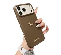 Pwzoax Red Bottom 3D Gold Lucky Horse Phone Case, Chinese New Year Phone Case for IPhone 17 16 15 14 13 Pro Max (14Pro,Brown)