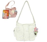 Pwzoax Solarix Crossbody Bag, Solarix Bag Cute Messenger Bag Crossbody Sling Bag Aestheic Shoulder Bag for Women (14.8 * 4.7 * 11.7inch,White)