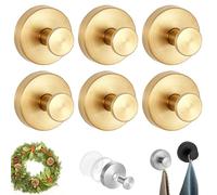 Pwzoax Upgraded Suction Cup Hooks - Wreath Hangers for Front Door, No Drill Suction Cup Hooks for Door Wreaths Bathroom Kitchen Glass (Gold,6pcs)