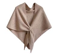 Pwzoax Women's Solid Color Wool Blend Shawl Triangle Scarf Shawl Wraps Knotted Shoulder Sweater Shawls All Seasons (Khaki)