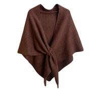 Pwzoax Women's Solid Color Wool Blend Shawl Triangle Scarf Shawl Wraps Knotted Shoulder Sweater Shawls All Seasons (Brown)