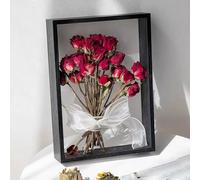 PXAMORTEL Cadre photo carré en bois, Cadre photo flottant en bois acrylique transparent double face multicolore, plusieurs tailles disponibles(Black,Square 10 inches)