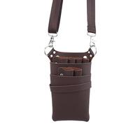 PXAMORTEL Sac de Coiffure en Cuir PU avec Ceinture réglable for Ranger Les Outils de Coiffure, Les Ciseaux, Les Pinces, Les étuis, Les Peignes, Sac de barbier Haute capacité(Brown)