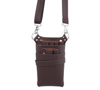 PXAMORTEL Sac de Coiffure en Cuir PU avec Ceinture réglable for Ranger Les Outils de Coiffure, Les Ciseaux, Les Pinces, Les étuis, Les Peignes, Sac de barbier Haute capacité(Brown)