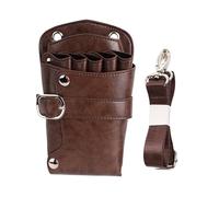 PXAMORTEL Sac de Coiffure en Cuir PU for Ciseaux à Cheveux, étui for Sac de Coiffure, Pochette for Coiffeur, Pinces à Rivets, Ceinture d'épaule, Sac de barbier(Brown)